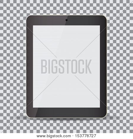 Blank screen. Realistic black tablet on a transparent background