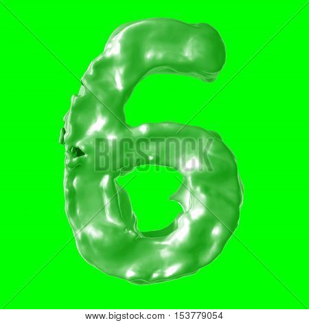 number 6 green milk on hroma key