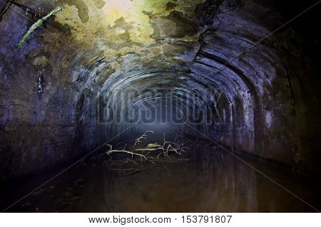 Flooded abandoned coal mine in Tkvarcheli, Abkhazia, Georgia
