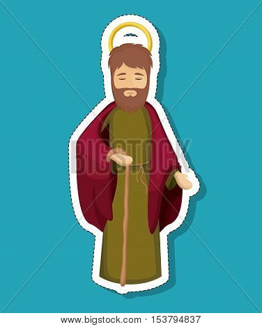 Joseph cartoon icon. Holy night family christmas and betlehem theme. Colorful design. Vector illustration