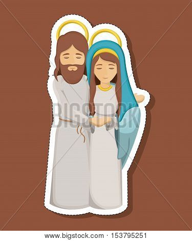 jesus and mary cartoon icon. Holy night family christmas and betlehem theme. Colorful design. Vector illustration