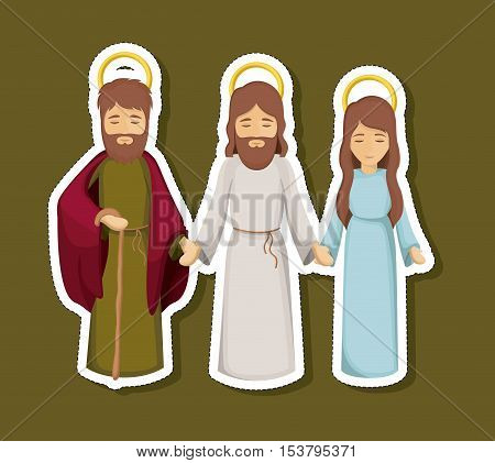 jesus mary and joseph cartoon icon. Holy night family christmas and betlehem theme. Colorful design. Vector illustration