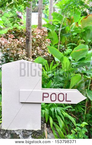 Road sign pool in Tailand, island Phuket