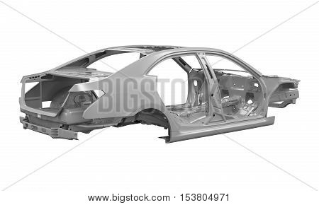 Unibody Car Chassis isolated on white background. 3D render