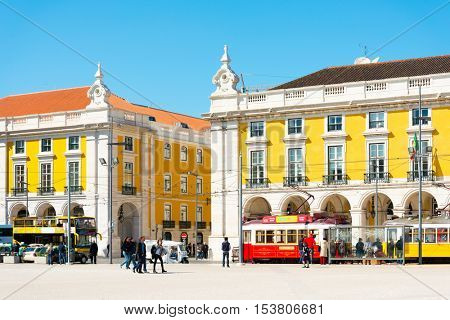 Lisbon, Portugal.- May 10: Old Town Lisbon on May 10, 2016. street view of typical houses in Lisbon, Portugal, Europe