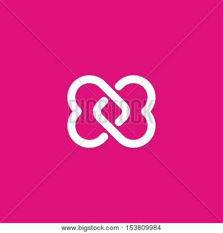 heart infinity icon with curve corner with pink background