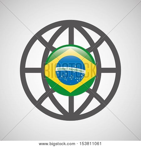 globe sphere flag brazil country button graphic vector illustration eps 10