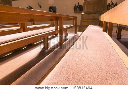 Saint Paul Church Cathedral Architecture Interior Pews Benches Historic Old Munich Germany Europe Religion Seats Chairs Worship Empty