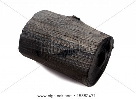 black charcoal on white background raw material for make cooking