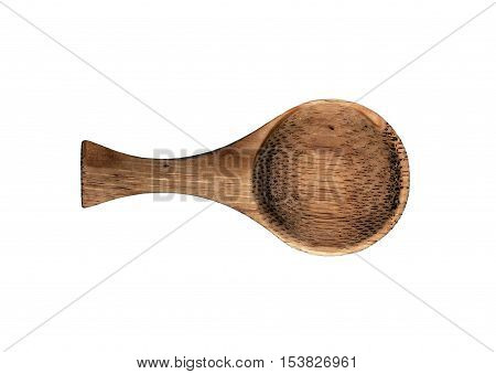 Natural bamboo spoon on white background, isolated