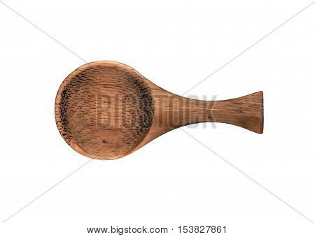 Natural bamboo spoon on white background, isolated