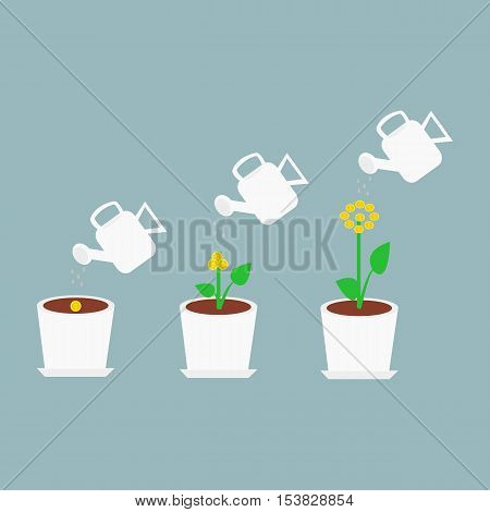 Coin seed,Money Tree, Financial Growth Flat Concept Illustration