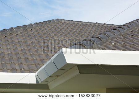 gutter on roof top residential building house