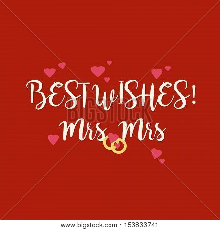 Cute Red Wedding Congratulations Greeting Card For Lesbian Couple