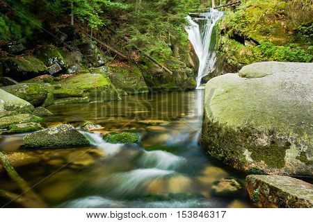 Szklarka Waterfall in Karkonosze mountains near Szklarska Poreba in Poland.