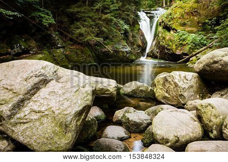 Szklarka Waterfall in Karkonosze mountains near Szklarska Poreba in Poland.