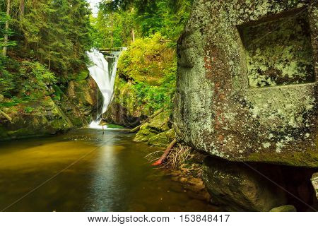 Szklarka Waterfall in Karkonosze mountains near Szklarska Poreba in Poland.