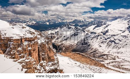 Valley Seen From The Top Of Sass Pordoi, Dolomites
