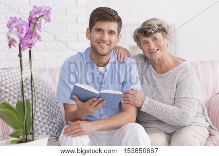 Nurse And Elder Women On A Couch