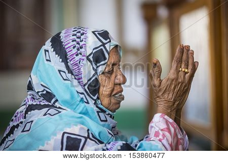 Khartoum Sudan December 18th December: Sudanese woman in prayer