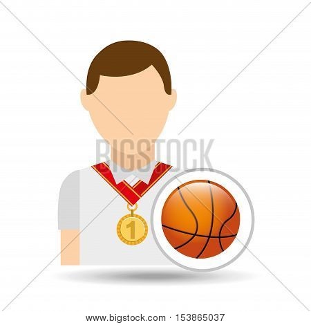 athlete medal baskette ball icon graphic vector illustration