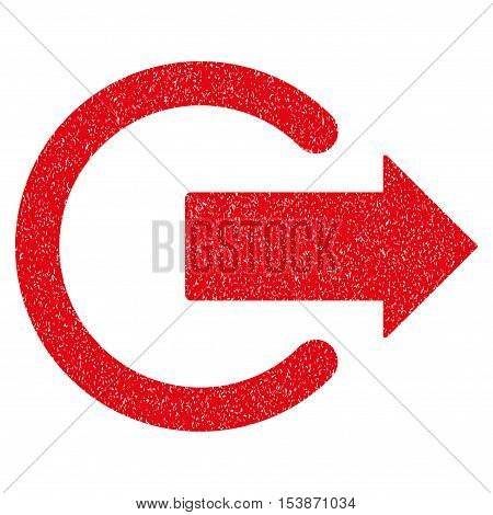 Logout grainy textured icon for overlay watermark stamps. Flat symbol with dirty texture. Dotted vector red ink rubber seal stamp with grunge design on a white background.