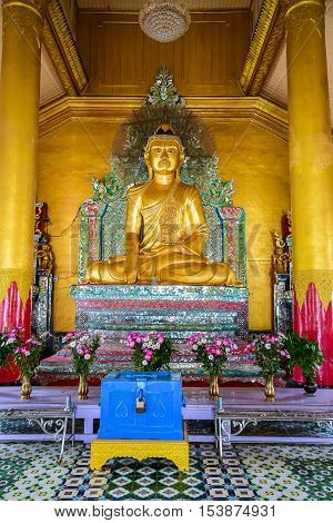 Myanmar Buddha Image Statue in Buddhist temple of Dawei Myanmar.