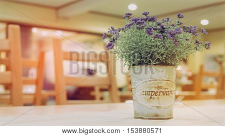 Bouquet of beautiful spring flowers in restaurant