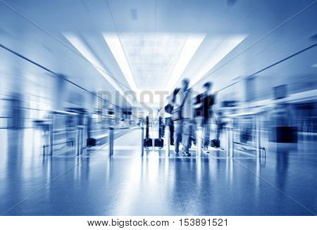 passenger in the shanghai pudong airport.interior of the airport.
