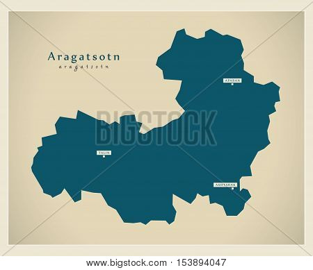 Modern Map - Aragatsotn AM Armenia vector