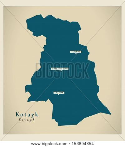 Modern Map - Kotayk AM Armenia vector