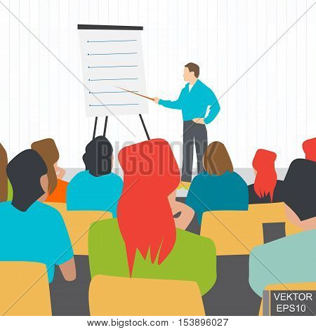 Lecture. Education in the audience. A meeting. Training. Discussion. Concept of success. For your design.