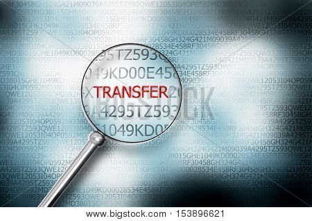 reading transfer on screen magnifying glass 3D Illustrastion