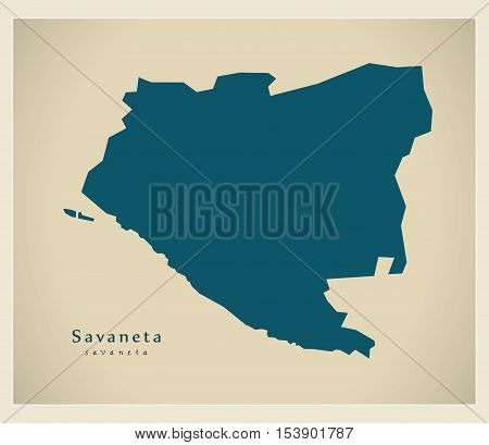 Modern Map - Savaneta AW Aruba vector