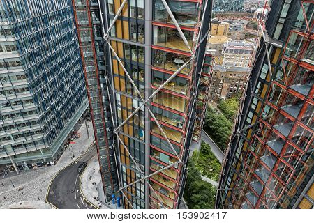 London UK - July 2016: Aerial view looking down on Sumner Street from the new Tate Modern Extension building South London