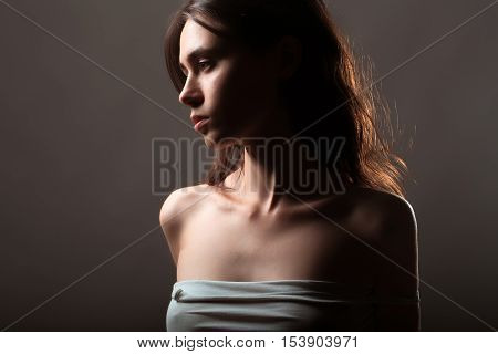 Fashionable Woman On Dark Grey
