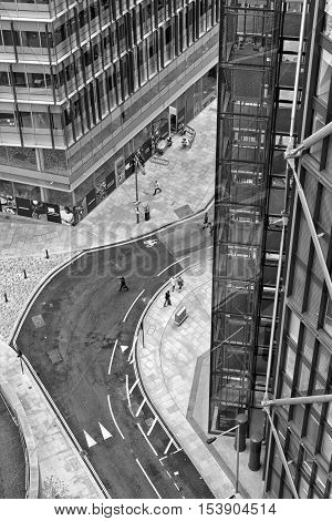 London UK - July 2016: Aerial view looking down on Sumner Street from the new Tate Modern Extension building South London