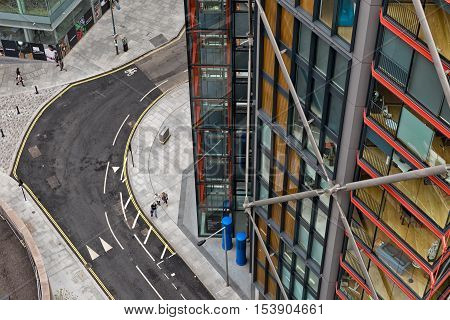 London UK - July 2016: Aerial view looking down on Sumner Street from the new Tate Modern Extension building South London