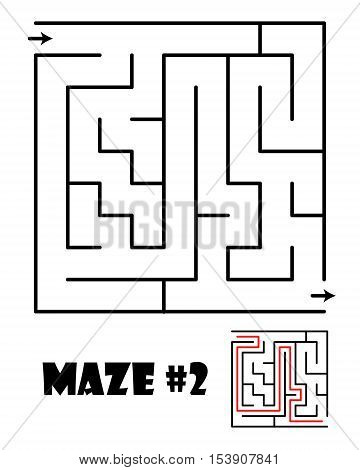Labyrinth or maze conundrum for kids with answer. Children funny puzzle game. Entry and exit. Vector illustration isolated on a light background.