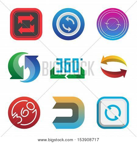UI interface reload circle button element. Vector internet reload arrows button isolated. Website circle re-load round button sign.