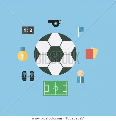 Soccer Icons flat design vector, flat design eps10, business concept.