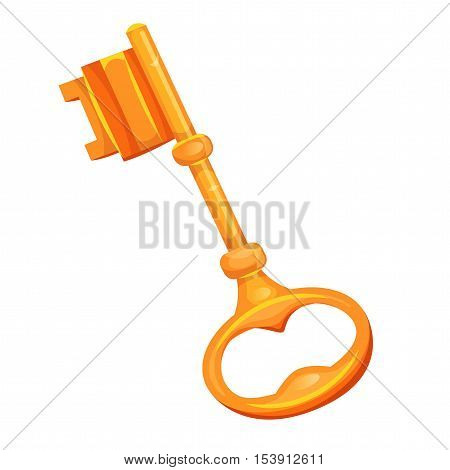 Illustration of a cartoon golden skeleton key icon for treasure chest or game ui resources