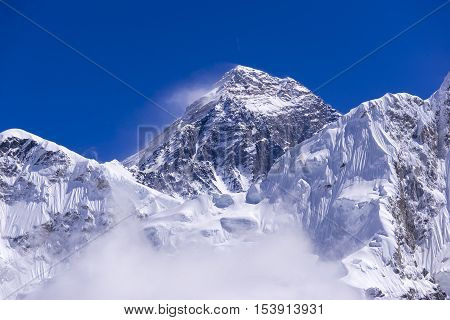 closed up view of Everest from Gorak Shep. During the way to Everest base camp. Sagarmatha national park. Nepal.
