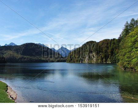 Alpsee Lake in Füssen - Bavarian Mountains - Germany