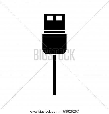 black silhouette usb wired connector vector illustration
