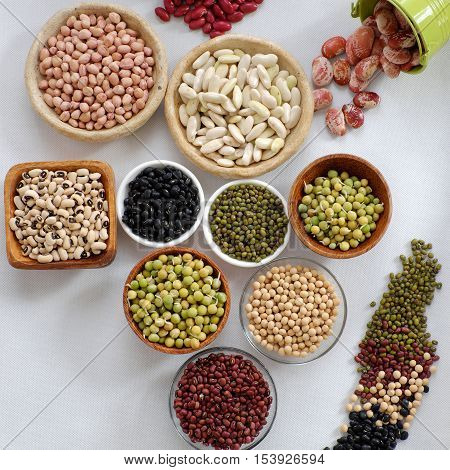 Collection Of Bean On White Background