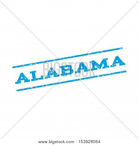 Alabama watermark stamp. Text Tag between parallel lines with grunge design style. Rubber seal stamp with dust texture. Vector blue color ink imprint on a white background.