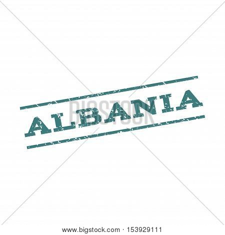 Albania watermark stamp. Text Caption between parallel lines with grunge design style. Rubber seal stamp with scratched texture. Vector cobalt color ink imprint on a white background.