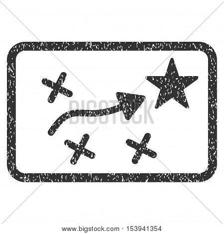 Route Plan grainy textured icon for overlay watermark stamps. Flat symbol with unclean texture. Dotted vector gray ink rubber seal stamp with grunge design on a white background.