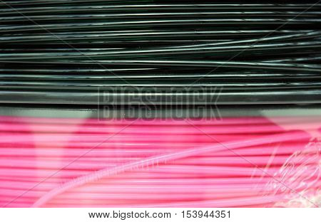 Pink and dark green 3d printing filament